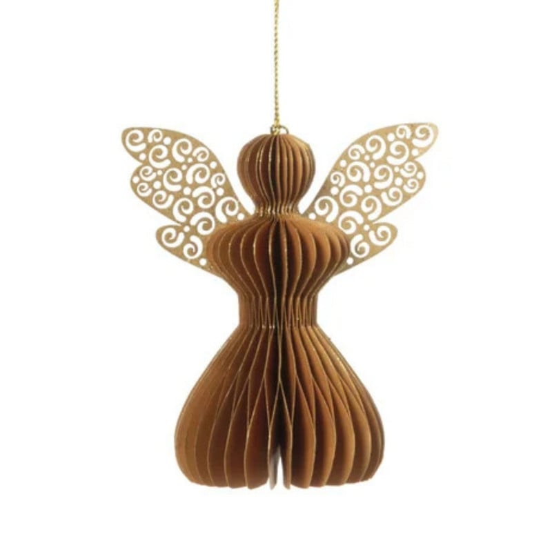Kersthanger kerstengel - papier - 12 cm